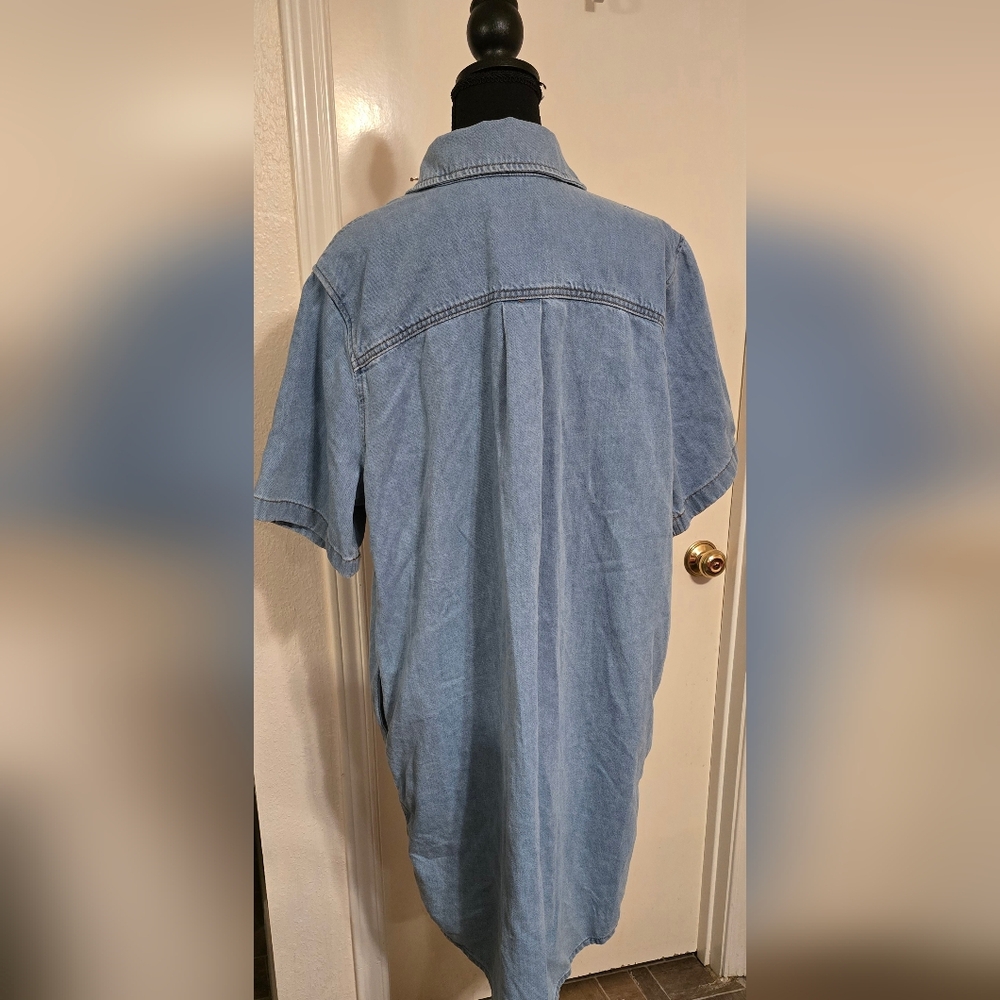 #7412 Universal thread women's denim short sleeve mini shirtdress - Picture 3 of 6